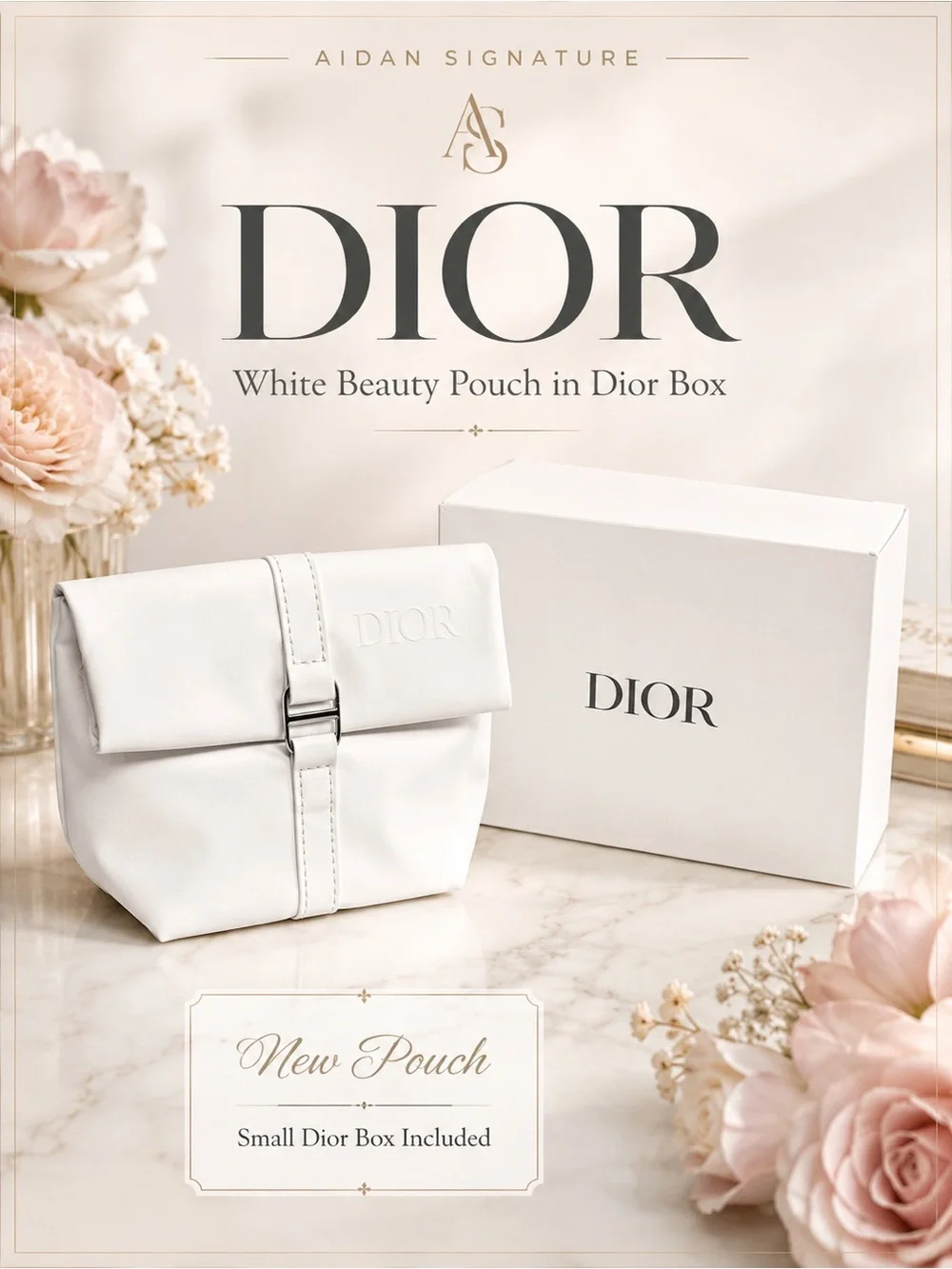 Dior White Beauty Pouch in Box New